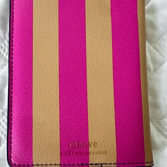 Maeve by Anthropologie “Bon Voyage” Hot Pink and Tan Striped Passport Holder - Picture 5 of 7